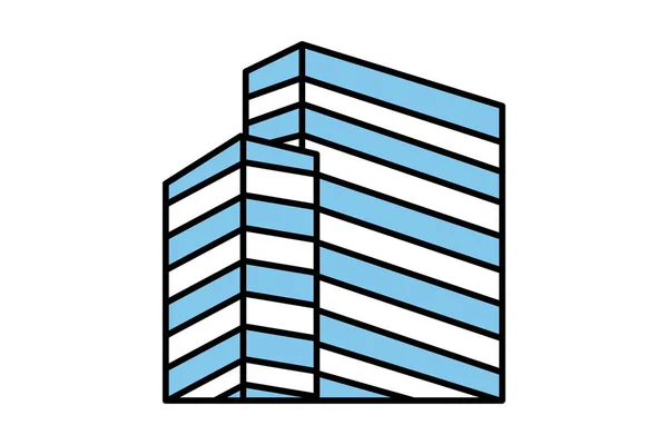 高层办公大楼的图标 与建筑 工作场所有关的图标 平面线条图标风格 可编辑的简单向量设计 — 图库矢量图片