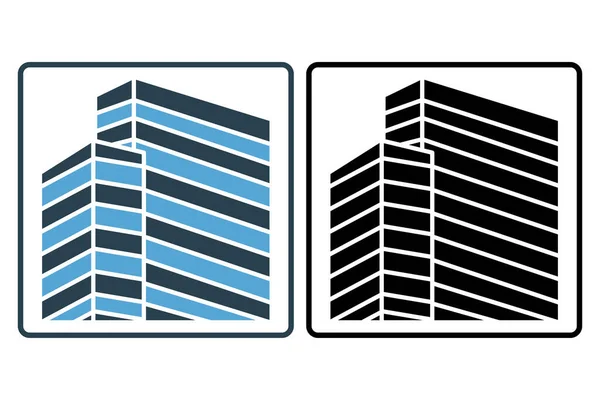 Ikone Eines Bürohochhauses Symbol Zusammenhang Mit Bauen Bauen Arbeitsplatz Solider — Stockvektor