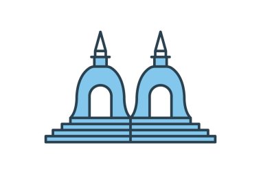 Hindu tapınağı ikonu. Din ve binayla ilgili ikon. Düz çizgi simgesi tasarımı. Basit vektör tasarımı düzenlenebilir