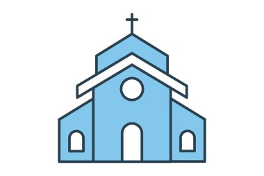 Kilise binası ikonu. Din ve binayla ilgili ikon. Düz çizgi simgesi tasarımı. Basit vektör tasarımı düzenlenebilir