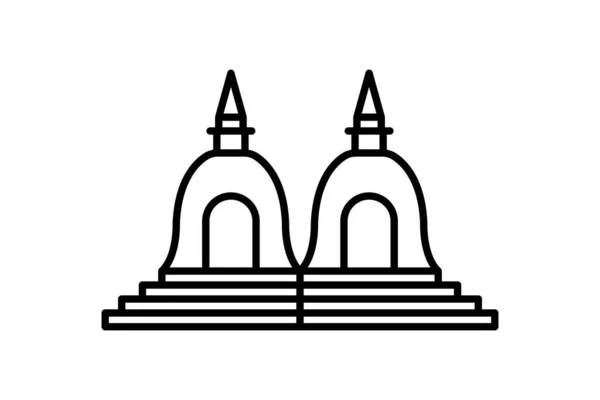 ヒンドゥ寺院のアイコン 宗教に関連するアイコンを構築します ラインアイコンスタイルのデザイン シンプルなベクトルデザイン編集可能 — ストックベクタ