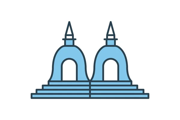 Hinduiska Templets Ikon Ikon Med Anknytning Till Religion Byggnad Platt — Stock vektor