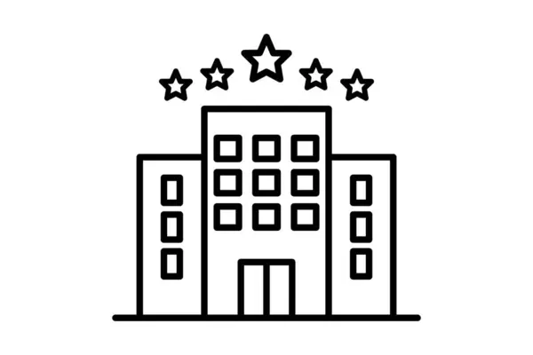 Икона Отеля Икона Связанная Строительством Дизайн Иконки Линии Простой Векторный — стоковый вектор