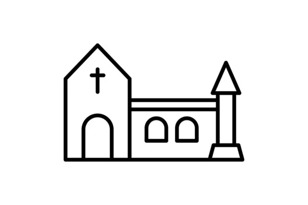 Kyrkobyggnadsikonen Ikon Med Anknytning Till Kloster Religion Byggnad Linje Ikon — Stock vektor