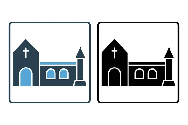 Icono Construcción Iglesia Icono Relacionado Con Monasterio Religión Construcción Diseño — Vector de stock