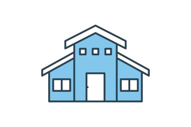 Akdeniz tarzı ev ikonu. Emlak, otel, bina ikonu. Düz çizgi simgesi tasarımı. Basit vektör tasarımı düzenlenebilir