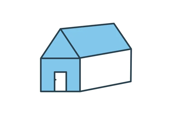 Значок Нерухомості Ікона Пов Язана Нерухомістю Будівлею Дизайн Стилю Піктограм — стоковий вектор