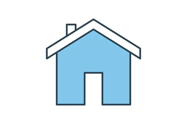 Значок Дома Дизайн Стиле Значка Плоской Линии Простой Векторный Дизайн — стоковый вектор