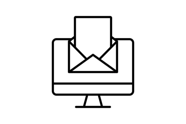 Піктограма Маркетингу Електронної Пошти Комп Ютер Відкритим Конвертом Літер Значок — стоковий вектор