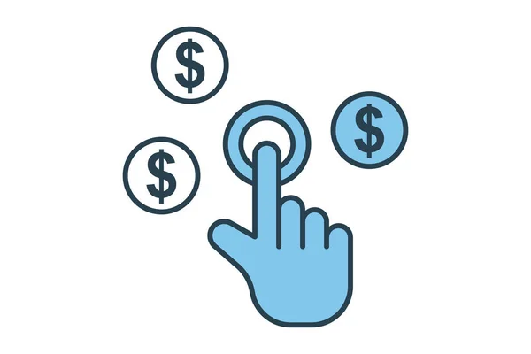 Betala Klick Ikonen Hand Beröring Med Dollar Klicka Pengar Seo — Stock vektor