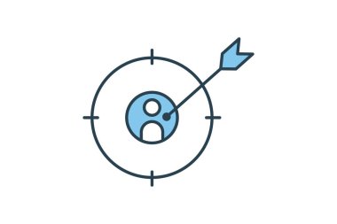 Hedef pazar simgesi. Hedef ve insanlar. Müşteri hedefiyle ilgili ikon, dijital pazarlama. Düz çizgi simgesi tasarımı. Basit vektör tasarımı düzenlenebilir
