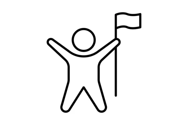 成功アイコン 旗を掲げる人 チャンピオン勝者勝利に関するアイコン ラインアイコンスタイルのデザイン シンプルなベクトルデザイン編集可能 — ストックベクタ