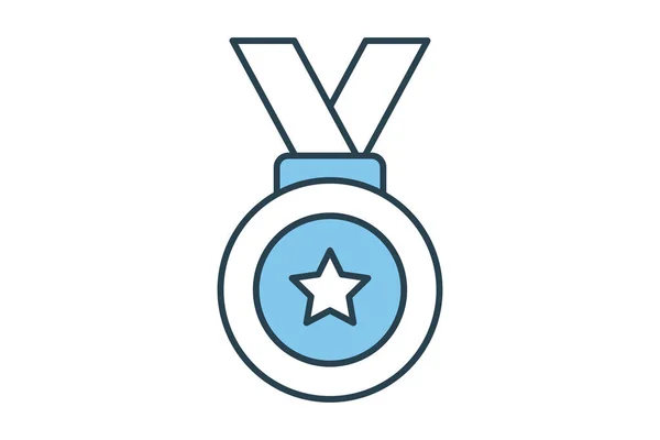 Madalya Ikonu Şampiyon Şampiyon Başarı Ödülle Ilgili Bir Ikon Düz — Stok Vektör