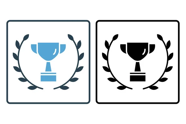 Πρωταθλήτρια Κύπελλο Εικονίδιο Στεφάνι Δάφνης Εικονίδιο Που Σχετίζονται Γιορτή Νικητής — Διανυσματικό Αρχείο