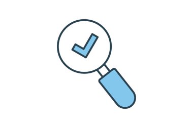 Simgeyi bul. Arama, işaretli büyüteç. Düz çizgi simgesi tasarımı. Basit vektör tasarımı düzenlenebilir