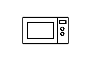 Mikrodalga ikonu. Fırın elementi ile ilgili ikon, elektronik cihaz. Satır simgesi tasarımı. Basit vektör tasarımı düzenlenebilir