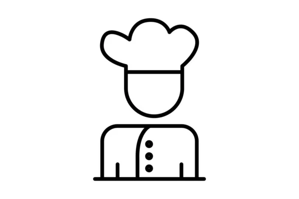 Иконка Повара Значок Связанный Поваром Пекарем Дизайн Иконки Линии Простой — стоковый вектор