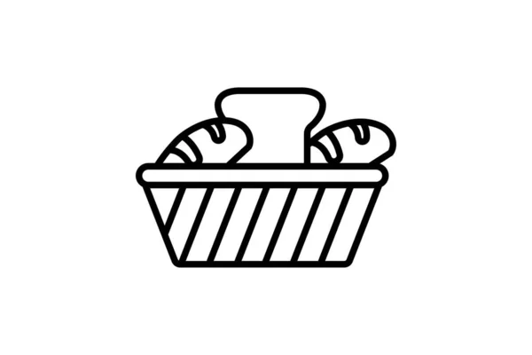 Εικόνα Καλαθιού Ψωμιού Εικονίδιο Σχετιζόμενο Στοιχείο Του Αρτοποιείου Σχεδιασμός Στυλ — Διανυσματικό Αρχείο
