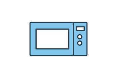 Mikrodalga ikonu. Fırın elementi ile ilgili ikon, elektronik cihaz. Düz çizgi simgesi tasarımı. Basit vektör tasarımı düzenlenebilir