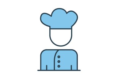 Yemek ikonu. Aşçı ve fırıncıyla ilgili bir ikon. Düz çizgi simgesi tasarımı. Basit vektör tasarımı düzenlenebilir