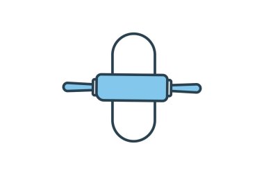 Hamurlu merdane ikonu. Fırın, yemek pişirme ve mutfakla ilgili bir ikon. Düz çizgi simgesi tasarımı. Basit vektör tasarımı düzenlenebilir