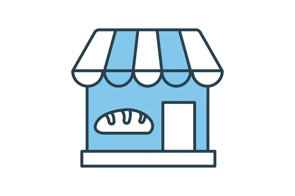 Bakery Store Icon Flat Line Icon Style Design Simple Vector — Stock Vector