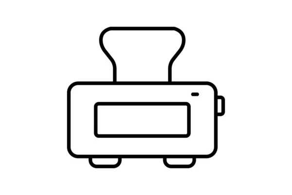 Иконка Тостера Икона Связанная Кухней Хозяйственными Делами Дизайн Иконки Линии — стоковый вектор
