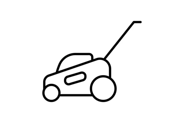 Rasenmäher Symbol Symbol Zusammenhang Mit Reinigung Haushaltsgeräte Linien Icon Stil — Stockvektor