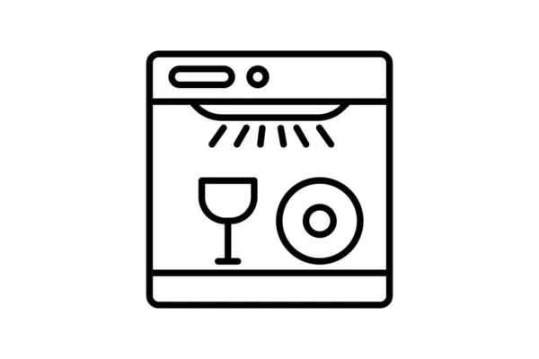 Spülmaschinen Ikone Symbol Zusammenhang Mit Reinigern Haushaltsgeräten Linien Icon Stil — Stockvektor