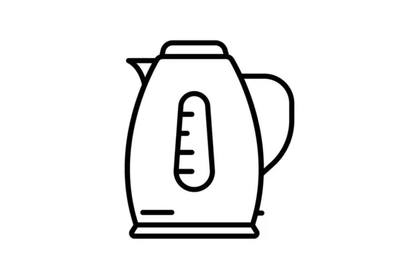 Wasserkocher Ikone Symbol Zusammenhang Mit Elektronischen Haushaltsgeräten Linien Icon Stil — Stockvektor