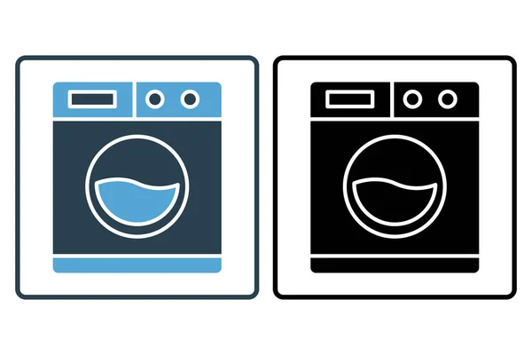 Waschmaschinensymbol Symbol Zusammenhang Mit Haushaltsgeräten Elektronisch Solides Design Stil Einer — Stockvektor