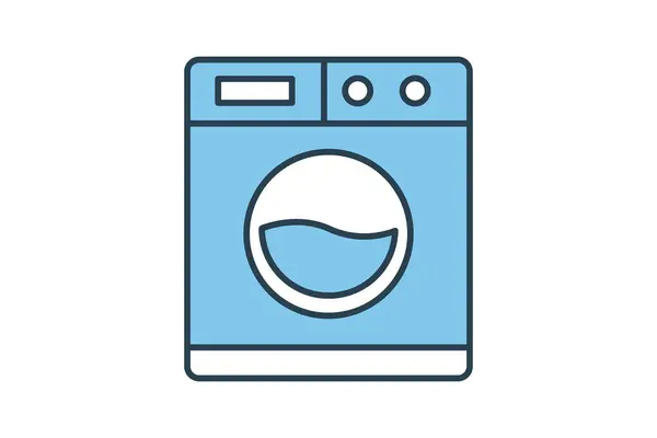 Washing Machine Icon Icon Related Household Appliances Electronic Flat Line — Stock Vector