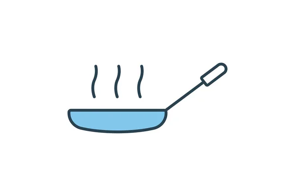 Bratpfannen Ikone Symbol Zusammenhang Mit Kochen Haushaltsgeräten Flache Linie Icon — Stockvektor