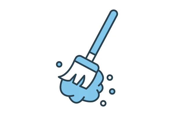 Broom Cleaning Icon Icon Related Cleaner Household Appliances Flat Line — Stock Vector