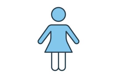 Kadın ikonu. İşaret tuvaleti, soyunma odası, banyo ikonu. Düz çizgi simgesi tasarımı. Basit vektör tasarımı düzenlenebilir