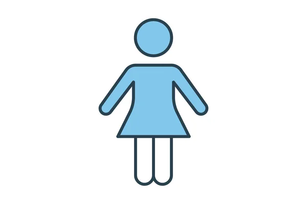 Икона Женщины Значок Связанный Знаком Туалет Гардеробная Ванная Комната Дизайн — стоковый вектор