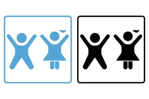 Mädchen Und Jungen Ikone Symbol Zusammenhang Mit Kinder Toilette Ankleidezimmer — Stockvektor