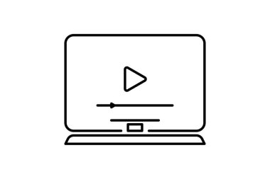 Video dersi için. E-öğrenme ve çevrimiçi eğitimle ilgili. çizgi simgesi tarzı. Basit vektör tasarımı düzenlenebilir