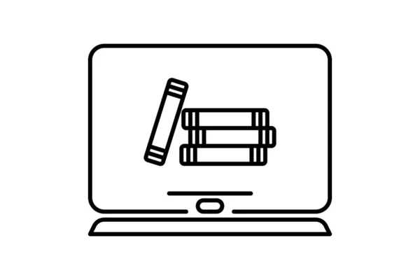 Online Bibliothek Zusammenhang Mit Learning Und Online Bildung Zeilensymbolstil Einfaches — Stockvektor