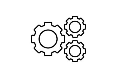 Yapılandırma simgesi. Dişliler, ayarlar ve yapılandırmayla ilgili simge. çizgi simgesi tarzı. Basit vektör tasarımı düzenlenebilir