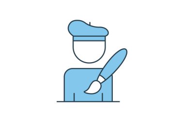 Ressam simgesi. Resim ile ilgili bir ikon. Düz çizgi simgesi tarzı. Basit vektör tasarımı düzenlenebilir