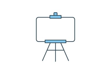 Easel simgesi. Resim ile ilgili bir ikon. Tuvali tutmak için kullanılır. Düz çizgi simgesi tarzı. Basit vektör tasarımı düzenlenebilir