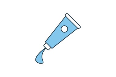 Boya tüpleri simgesi. Resim ile ilgili bir ikon. Çeşitli renkli boya tüpleri. Düz çizgi simgesi tarzı. Basit vektör tasarımı düzenlenebilir