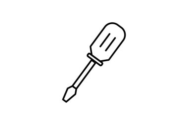 Tornavida Simgesi. Çeşitli tasarım bağlamları, uygulamaları ve kullanıcı arayüzlerindeki onarım, montaj, inşaat ve ilgili görevlerle ilgili simge. çizgi simgesi tarzı. Basit vektör tasarımı düzenlenebilir