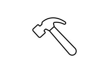 Çekiç Simgesi. Marangozluk, inşaat ve projelerle ilgili ikon. çizgi simgesi tarzı. Basit vektör tasarımı düzenlenebilir