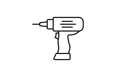 Matkap Simgesi. Marangozluk, inşaat, projeler, uygulamalar ve kullanıcı arayüzleriyle ilgili simge. çizgi simgesi tarzı. Basit vektör tasarımı düzenlenebilir