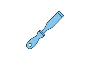 Keski Simgesi. Ahşap işçiliği, yontma, el işi, uygulamalar, kullanıcı arayüzleri ile ilgili simge. Düz çizgi simgesi tarzı. Basit vektör tasarımı düzenlenebilir