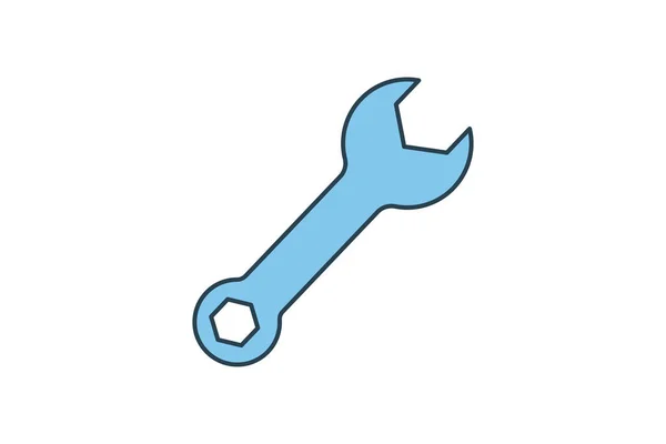Ключ Икона Иконка Связанная Ремонтом Обслуживанием Сборкой Приложениями Пользовательскими Интерфейсами — стоковый вектор