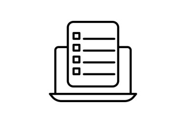 Çevrimiçi Araştırma Simgesi. Anketle ilgili ikon. çizgi simgesi tarzı. Basit vektör tasarımı düzenlenebilir