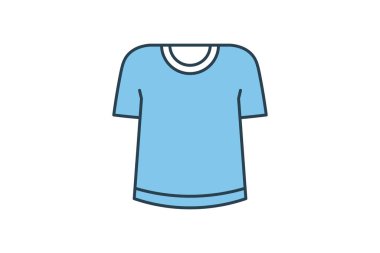 Tişört Simgesi. Kıyafet simgesi setiyle ilgili simge. Düz çizgi simgesi tarzı. Basit vektör tasarımı düzenlenebilir